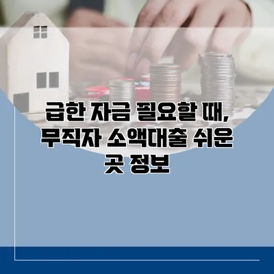 급한 자금 필요할 때, 무직자 소액대출 쉬운 곳 정보