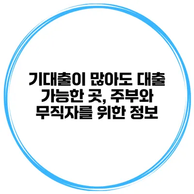 기대출이 많아도 대출 가능한 곳, 주부와 무직자를 위한 정보