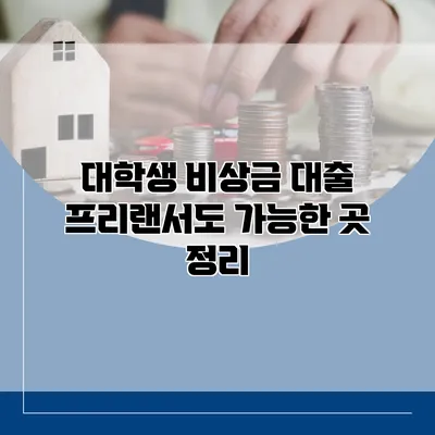 대학생 비상금 대출 프리랜서도 가능한 곳 정리
