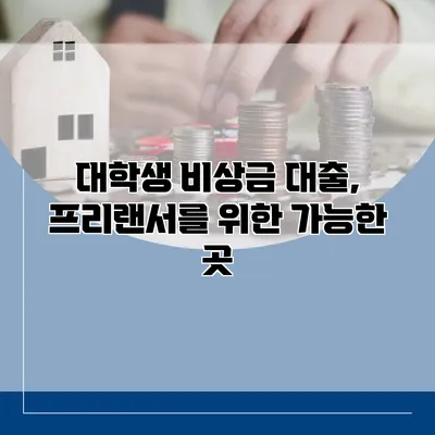 대학생 비상금 대출, 프리랜서를 위한 가능한 곳