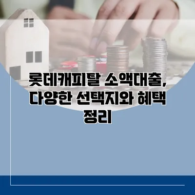 롯데캐피탈 소액대출, 다양한 선택지와 혜택 정리