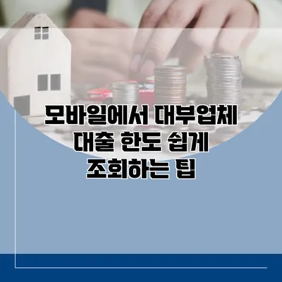 모바일에서 대부업체 대출 한도 쉽게 조회하는 팁
