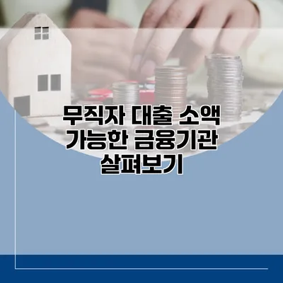 무직자 대출 소액 가능한 금융기관 살펴보기