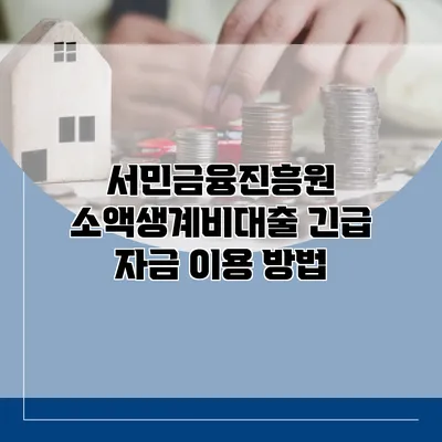 서민금융진흥원 소액생계비대출 긴급 자금 이용 방법
