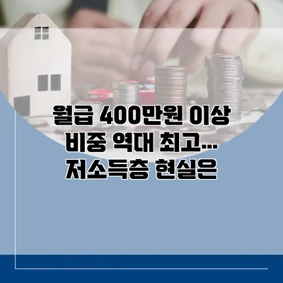 월급 400만원 이상 비중 역대 최고… 저소득층 현실은?