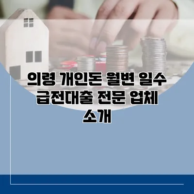 의령 개인돈 월변 일수 급전대출 전문 업체 소개