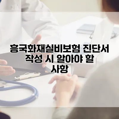 흥국화재실비보험 진단서 작성 시 알아야 할 사항