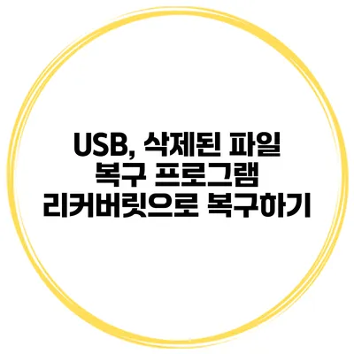 USB, 삭제된 파일 복구 프로그램 리커버릿으로 복구하기