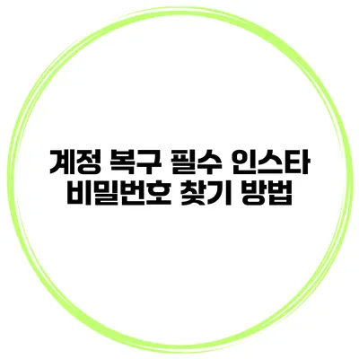 계정 복구 필수 인스타 비밀번호 찾기 방법