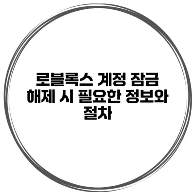 로블록스 계정 잠금 해제 시 필요한 정보와 절차