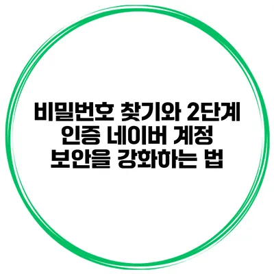비밀번호 찾기와 2단계 인증 네이버 계정 보안을 강화하는 법