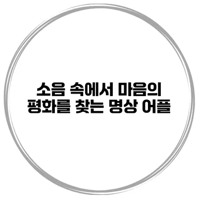소음 속에서 마음의 평화를 찾는 명상 어플