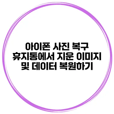 아이폰 사진 복구 휴지통에서 지운 이미지 및 데이터 복원하기
