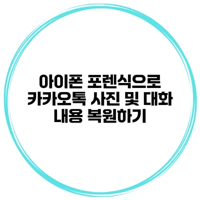 아이폰 포렌식으로 카카오톡 사진 및 대화 내용 복원하기