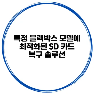 특정 블랙박스 모델에 최적화된 SD 카드 복구 솔루션