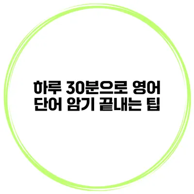 하루 30분으로 영어 단어 암기 끝내는 팁